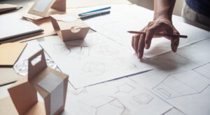 packaging designer sketching packaging ideas